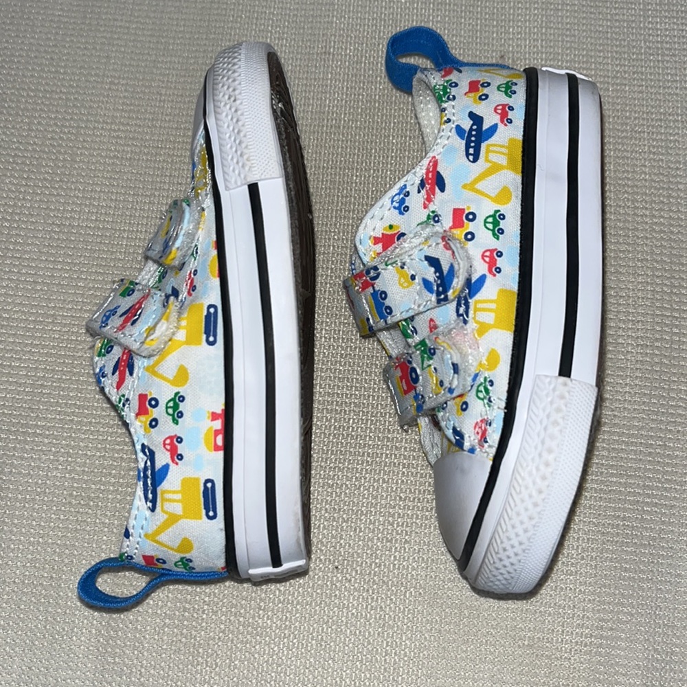 trains, planes, and cars CONVERSE all stars toddler shoes